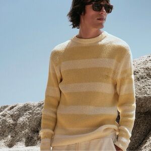 Zara Yellow Knit Striped Sweater